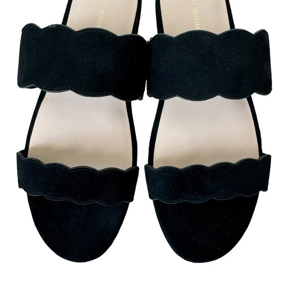 STUART WEITZMAN  Santorini scalloped suede sandals Black Size 8.5 - Picture 6 of 10